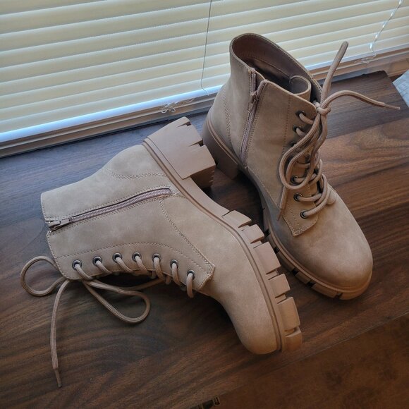 Mia Brown Combat Boots - Picture 2 of 5